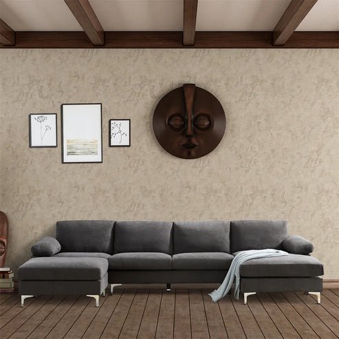 Coral 6 Seater U Shape Fabric Sofa for Living Room - Torque India